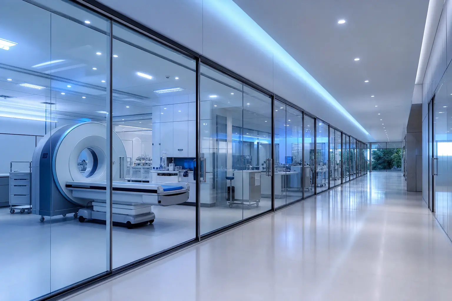Healthcare technology facility corridor